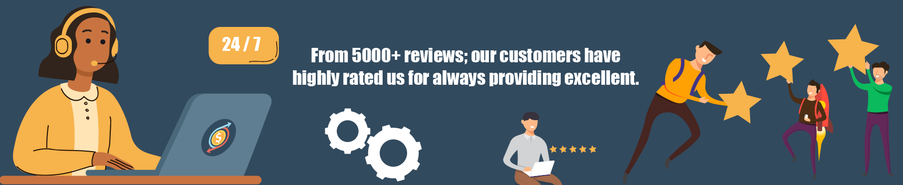 We have an Average Rating of 4.8 from Over 5000 Reviews with a Satisfaction Rate